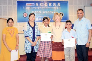 Dignitaries during launch of Access Micro scholarship prog at New Delhi on Thursday.