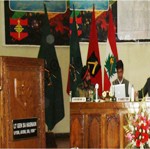 Lt Gen S A Hasnain speaking at a seminar at Srinagar on Saturday.