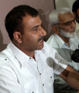 Leaders of Muslim migrants at a press conference at Jammu on Tuesday Leaders of Muslim migrants at a press conference at Jammu on Tuesday