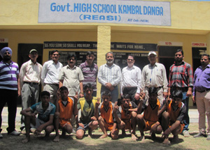Kabaddi under-17 years boys team of H S Bagdhar posing for a group photograph along with dignitaries at Reasi on Wednesday. Kabaddi under-17 years boys team of H S Bagdhar posing for a group photograph along with dignitaries at Reasi on Wednesday.