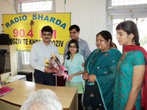 Atul Duloo interacting with artists at Sharda Radio on Saturday.	-Excelsior/Rakesh