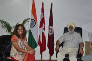 Vice Chancellor, Jammu University Prof MP singh Ishar during a meeting with Coordinator “UDAAN” Priscilla Vincent at Jammu on Teusday.