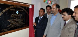 Minister for Tourism Nawang Rigzin Jora inaugurating upgraded rooms in Lala Rukh Hotel on Thursday.