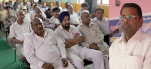 Narinder Kashyap addressing a conference of OBCs at Jammu on Sunday.			   —Excelsior/Rakesh 