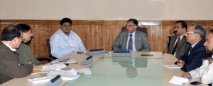 Chief Secretary, Madhav Lal chairing meeting of senior officers at Srinagar on Thursday. Chief Secretary, Madhav Lal chairing meeting of senior officers at Srinagar on Thursday.