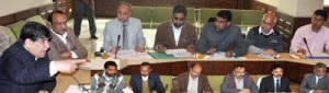 Speaker Legislative Assembly Mohammad Akbar Lone chairing a meeting of officers and engineers on Friday. Speaker Legislative Assembly Mohammad Akbar Lone chairing a meeting of officers and engineers on Friday.