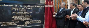 Chief Minister Omar Abdullah inaugurating Joggers' Park at Raj Bagh on Friday. Chief Minister Omar Abdullah inaugurating Joggers' Park at Raj Bagh on Friday.