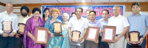 Minister for Medical and Technical Education, Youth Services and Sports R S Chib at an Award function of BKS at K.L. Saigal Hall, Jammu on Wednesday. Minister for Medical and Technical Education, Youth Services and Sports R S Chib at an Award function of BKS at K.L. Saigal Hall, Jammu on Wednesday.