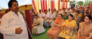 Minister for Revenue, Relief and Rehabilitation Raman Bhalla addressing a gathering on Thursday.