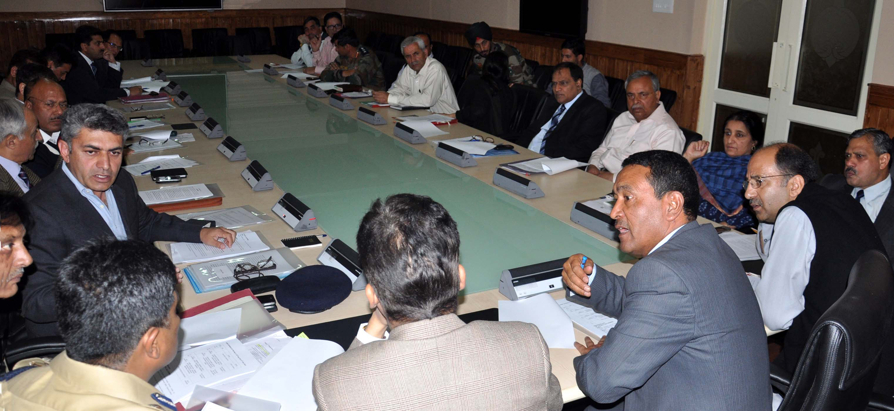 Minister for Tourism and Culture, Nawang Rigzin Jora discussing arrangements for 3rd Mughal Rally in a meeting in Srinagar on Friday.