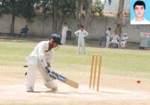 Left-handed batsman guides the ball towards third-man area during a match of U-16 Boys Cricket Tournament at GGM Science College Hostel Ground on Wednesday.