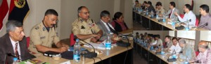 DGP K. Rajendra Kumar addressing a high level meeting of police, para-military officers at Srinagar on Saturday.