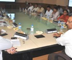 Chief Secretary Madhav Lal chairing meeting on Cluster Development Initiative at Srinagar on Saturday.