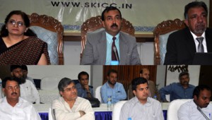 Principal Secretary, PDD Sudanshu Panday chairing a workshop at SKICC on Wednesday. Principal Secretary, PDD Sudanshu Panday chairing a workshop at SKICC on Wednesday.