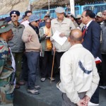 Governor inspecting yatra arrangements in Holy Cave area on Saturday.