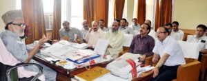 Minister for Rural Development Ali Mohd. Sagar taking a review meeting at Srinagar on Thursday. Minister for Rural Development Ali Mohd. Sagar taking a review meeting at Srinagar on Thursday.