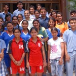The selected students of K C Public School posing for a group photograph in school premises on Thursday.