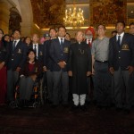 President Pranab Mukherjee with the recepients of Rajiv Gandhi Khel Ratna Awards and Arjuna Awards-2012 after the presentation of  Awards at Rashtrapati Bhavan in New Delhi on Wednesday. (UNI)