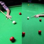 Cueists Gagandeep and Aditya Sharma aiming targets during their second round matches at Billiards Hall in MA Stadium on Friday. —Excelsior/Rakesh