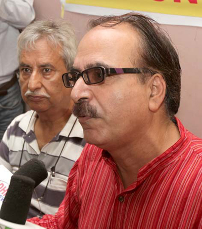 Dr Agnishekhar at a press conference at Jammu on Friday.