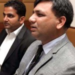 Dr Dheeraj Mehrotra and Yog Raj interacting with media at Jammu on Sunday.