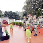 Major General S Bhattacharya Saluting the Dhruva War Memorial at Northern Command, Udhampur on Monday.