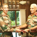 Lt Gen AS Nandal handing over the baton to Lt Gen Hooda at Corps Headquarter on Thursday.