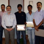 Students of Shri Mata Vaishno Devi University Katra who excelled at AIYEHYM posing for a photograph alongwith Vice Chancellor Prof R N K Bamezai.