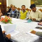 Governor N N Vohra interacting with cross LoC traders at Raj Bhavan on Wednesday.