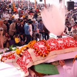 Sikh Sangat at a junction held in connection with Parkash Utsav at Gurudwara Chand Kour in Jammu on Wednesday.	—Excelsior/Rakesh