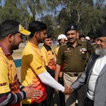Chief guest interacting with players during T20 Cricket Tournament at Poonch on Monday.