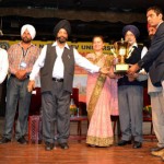 KU team receiving trophy during 28th North Zone Inter-University Youth Festival at Guru Nanak Dev University, Amritsar.