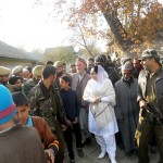 SDP leader Dr Darakhshan Andrabi along with party workers taking out a rally in various localities of Sopore town on Sunday.
