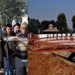 Minister for Tourism, Nawang Rigzin Jora and Minister for Medical Education, R S Chib inspecting tourist infrastructure at Suchetgarh on Friday.