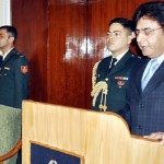 Governor N N Vohra administering oath of office and secrecy to CVC Kuldeep Khoda and VC R K Jerath at Raj Bhawan in Jammu on Friday.