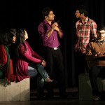 A scene from Sumit Sharma’s Hindi play ‘Mind Games’ staged by Natrang on Sunday. —Excelsior/Rakesh