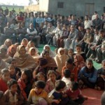 Minister for Planning Ajay Kumar Sadhotra addressing public meeting at Makwal on Sunday.