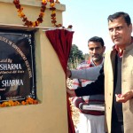 Minister for PHE, Sham Lal Sharma laying foundation stone of toilet block in High School Barui, Akhnoor on Sunday.