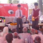Students of GD Goenka Public School during a visit to a village Dub Sodan near LoC.