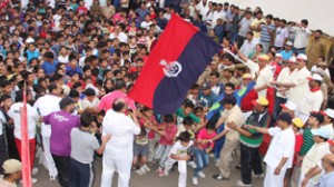 Minister of State for Home Sajjad Ahmed Kichloo flagging off ‘Run for Fun’ from Gulshan Ground, Jammu on Sunday.