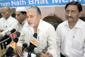 —Excelsior/Rakesh KP leaders at a press conference at Jammu on Tuesday.