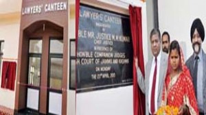Chief Justice M M Kumar inaugurating Lawyers’ Canteen at District Court Complex on Monday.