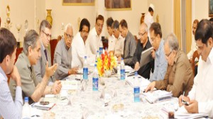 Excelsior Correspondent JAMMU, Apr 23: N. N. Vohra, Governor, and Omar Abdullah, Chief Minister, have emphasized the high importance of utilizing the latest techniques for Digital Soil Mapping to determine the best land use and cropping patterns for enhancing agri-productivity on sustained basis. They observed that this programme needs to be completed on a time bound basis. The Governor and the Chief Minister were addressing the 24th University Council meeting of the Sher-e-Kashmir University of Agricultural Sciences and Technology (SKUAST), Kashmir, at Raj Bhavan, here today. The Governor, who is Chancellor of the University, referred to the importance of establishing benchmark data for improving future planning to enhance productivity of areas under horticulture, agriculture and its allied sectors. He observed that this was crucial for evolving appropriate strategies to plan the future growth of these sectors, utilizing remote sensing and other technologies for this purpose. The Governor also called for raising certified nurseries in the State to provide quality planting material to the fruit and vegetable growers. Referring to the production of quality seeds of various crops and vegetables, he said that efforts need to be intensified for increasing production of seeds to meet the requirements of farmers from within the State, as far as possible. He observed that while doing so a strict monitoring mechanism must be put in place so that the quality of the seeds is of the highest possible standard. The Governor said that to encourage innovation in agriculture and its allied sectors, both the Farm Universities of the State should consider instituting Innovation Awards. The Governor also called for development of pastures and, besides, establishing Feed and Fodder Banks, particularly in Ladakh and in the other remote areas, to meet fodder requirements of livestock during winter months. The Chief Minister, who is Pro-Chancellor of the University, stressed that the best possible use must be made of all the available resources to maximize returns to the farmers. The Chief Minister also asked for encouraging entrepreneurship and innovation in agriculture and its allied sectors to boost their growth. Ghulam Hassan Mir, Minister for Agriculture, emphasized the need for utilizing the latest technology for drawing up crop-wise maps to put in place the required strategies to enhance production of agriculture and its allied sectors. He called for an intensive focus on agriculture and its allied sectors for securing their rapid growth. Raman Bhalla, Minister for Horticulture, spoke about the new initiatives being taken for making available the best planting material of various fruit trees to the farmers. Nazir Ahmad Khan, Minister of State for Animal and Sheep Husbandry, put forth several suggestions for the rapid growth of these sectors. Dr. Tej Partap, Vice Chancellor, SKUAST, Kashmir, made a comprehensive power point presentation, dwelling on the achievements of the University in the past six months, since the last Council meeting, and the major initiatives which are in the pipeline. The meeting took stock of various research projects and other initiatives taken after the last meeting of the SKUAST, besides discussing other agenda items which included a review of the follow-up action in respect of various decisions taken in the last meeting. The meeting was attended by Dr. A. R. Trag, Vice Chancellor, Islamic University of Science and Technology, Awantipora; Prof. D. K. Arora, Vice Chancellor, SKUAST, Jammu; B. R. Sharma, Principal Secretary, Planning and Development; B. B. Vyas, Principal Secretary to the Chief Minister and Principal Secretary, Finance; Dr. A. H. Samoon, Commissioner/Secr-etary, Agriculture Production; Navin K. Choudhary, Principal Secretary to the Governor; and Prof. Farooq Ahmad Zaki, Registrar, SKUAST, Kashmir.