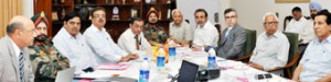 Governor N N Vohra and Chief Minister Omar Abdullah chairing Rajya Sainik Board meeting at Jammu on Tuesday.