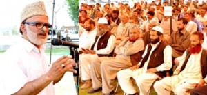 Minister for Panchayati Raj Ali Mohd Sagar addressing Panchs and Sarpanchs at Reasi on Thursday.