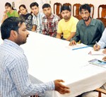 Governor N N Vohra interacting with a delegation of NYC volunteers on Wednesday.