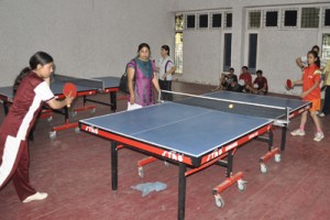 Peddlers in action during a Table Tennis match at MA Stadium on Monday.