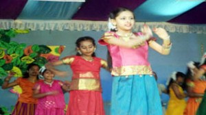 Students performing dance item during Annual Function at KV No 1 Udhampur on Wednesday.