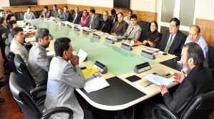 Chief Secretary Mohammad Iqbal Khanday chairing a meeting of Committee of Secretaries at Srinagar on Wednesday.