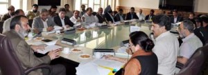 Chief Secretary Mohd Iqbal Khandey chairing State Advisory Board meeting at Srinagar on Tuesday.